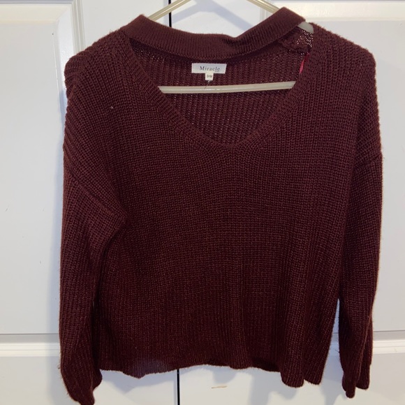 Maroon scoop neck sweater - Picture 1 of 3